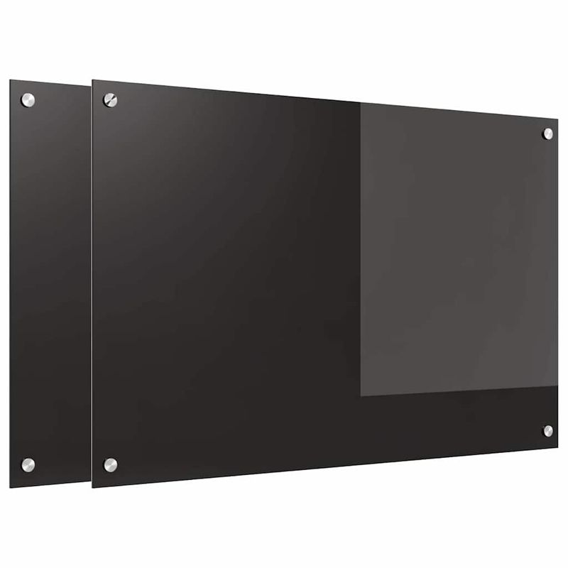 Casa si Gradina - Sanitare - Chiuveta bucatarie si accesorii - Accesorii chiuvete - Panou de bucatarie Negru 90 x 60 x 0.8 cm sticla securizata - Infinity.ro