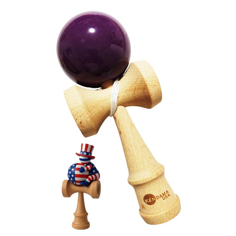 Jucarii, Copii si Bebe - Jucarii si jocuri - Jucarii & jocuri educative - Jucarii interactive - Kendama din lemn natural, Bila lemn + Sticker Waterproof USA pentru telefon, 163KD - Infinity.ro