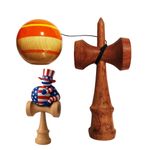 Jucarii, Copii si Bebe - Jucarii si jocuri - Jucarii & jocuri educative - Jucarii interactive - Kendama din lemn natural, Bila lemn + Sticker Waterproof USA pentru telefon, 150KD - Infinity.ro