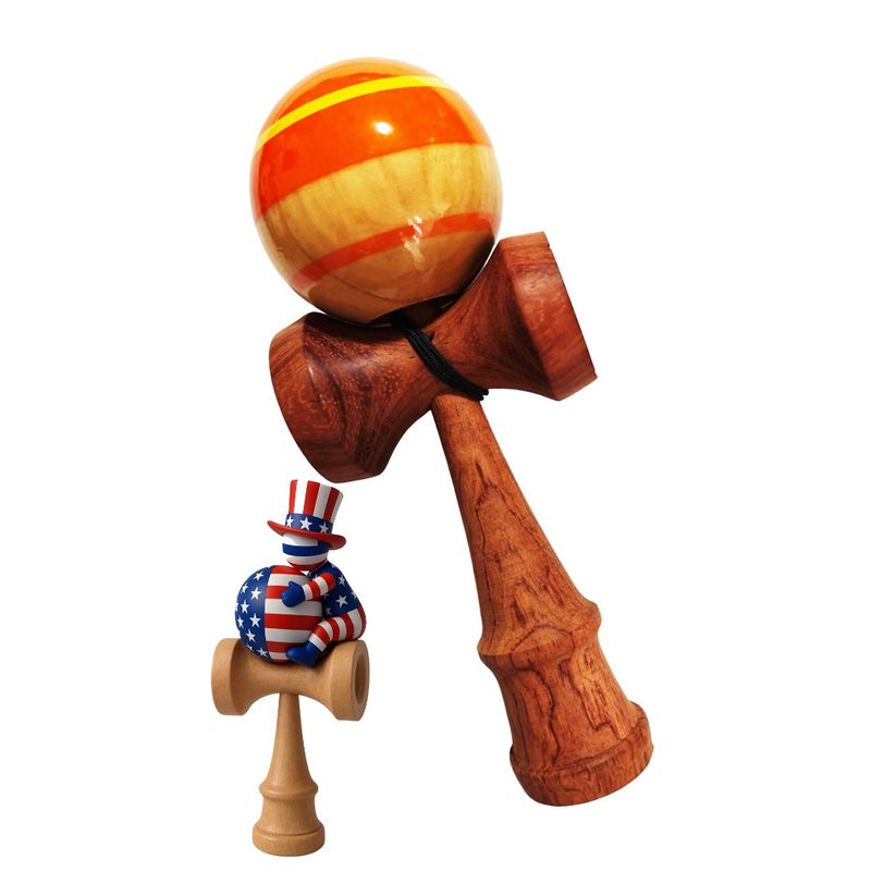 Jucarii, Copii si Bebe - Jucarii si jocuri - Jucarii & jocuri educative - Jucarii interactive - Kendama din lemn natural, Bila lemn + Sticker Waterproof USA pentru telefon, 150KD - Infinity.ro
