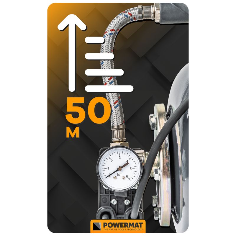 Casa si Gradina - Gradinarit si plante - Instalatii si accesorii pentru irigatii - Pompe apa - Pompa hidrofora cu rezervor, Powermat, 900 W, 6500 l/h, 24 l, PM‑HD‑24J - Infinity.ro