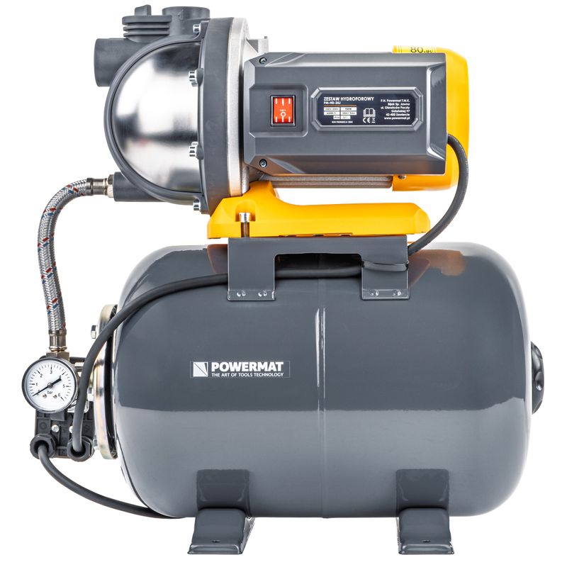 Casa si Gradina - Gradinarit si plante - Instalatii si accesorii pentru irigatii - Pompe apa - Pompa hidrofora cu rezervor, Powermat, 900 W, 6500 l/h, 24 l, PM‑HD‑24J - Infinity.ro