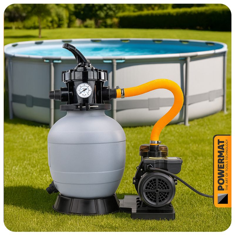 Casa si Gradina - Gradinarit si plante - Instalatii si accesorii pentru irigatii - Pompe apa - Pompa de nisip pentru piscina, Powermat, 250 W, 7 900 l/h, PM‑PPDB‑250J - Infinity.ro