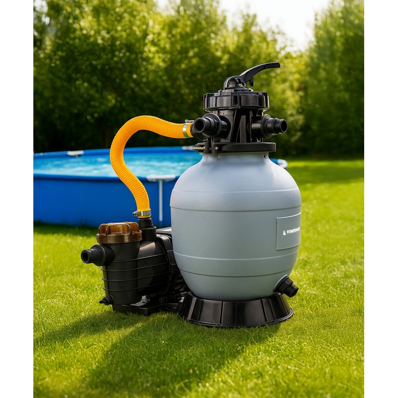 Casa si Gradina - Gradinarit si plante - Instalatii si accesorii pentru irigatii - Pompe apa - Pompa de nisip pentru piscina, Powermat, 250 W, 7 900 l/h, PM‑PPDB‑250J - Infinity.ro