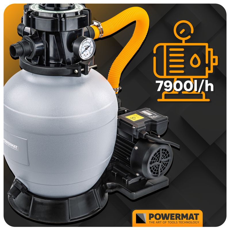 Casa si Gradina - Gradinarit si plante - Instalatii si accesorii pentru irigatii - Pompe apa - Pompa de nisip pentru piscina, Powermat, 250 W, 7 900 l/h, PM‑PPDB‑250J - Infinity.ro