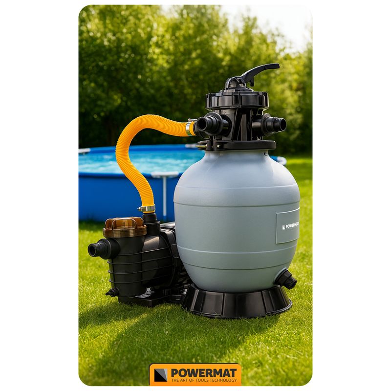 Casa si Gradina - Gradinarit si plante - Instalatii si accesorii pentru irigatii - Pompe apa - Pompa de nisip pentru piscina, Powermat, 400 W, 10 000 l/h, PM‑PPDB‑400J - Infinity.ro