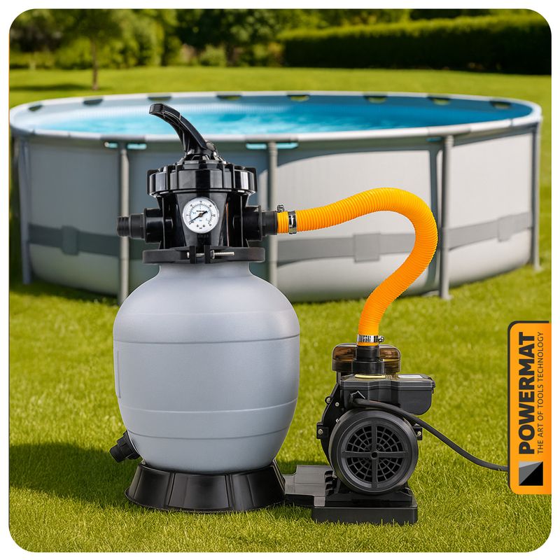 Casa si Gradina - Gradinarit si plante - Instalatii si accesorii pentru irigatii - Pompe apa - Pompa de nisip pentru piscina, Powermat, 400 W, 10 000 l/h, PM‑PPDB‑400J - Infinity.ro