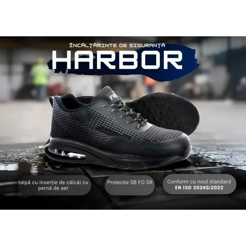 Casa si Gradina - Constructii - Echipamente de lucru - Incaltaminte protectia muncii - Pantofi de lucru usori, Reis, cu bombeu din otel,SB FO SR, BRHARBOR Negru 41 - Infinity.ro