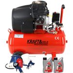 Casa si Gradina - Electrice - Echipamente electrice - Compresoare - Set Compresor de aer cu ulei, 50L, 2 pistoane, set 8 in 1, 3 kw, 530l/min - Infinity.ro