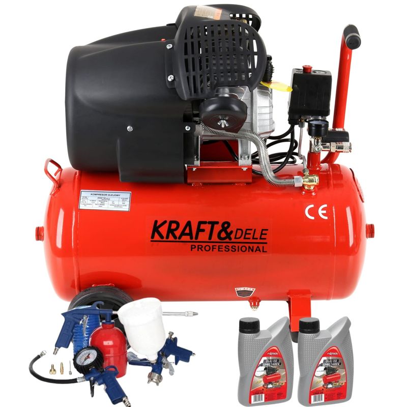 Casa si Gradina - Electrice - Echipamente electrice - Compresoare - Set Compresor de aer cu ulei, 50L, 2 pistoane, set 8 in 1, 3 kw, 530l/min - Infinity.ro