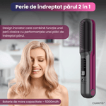 Ingrijire personala si Cosmetice - Aparate & accesorii ingrijire personala - Hair styling - Placi de indreptat parul - Placa de indreptat parul fara fir 2 in 1( Mov) - Infinity.ro
