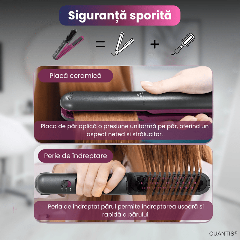 Ingrijire personala si Cosmetice - Aparate & accesorii ingrijire personala - Hair styling - Placi de indreptat parul - Placa de indreptat parul fara fir 2 in 1( Mov) - Infinity.ro