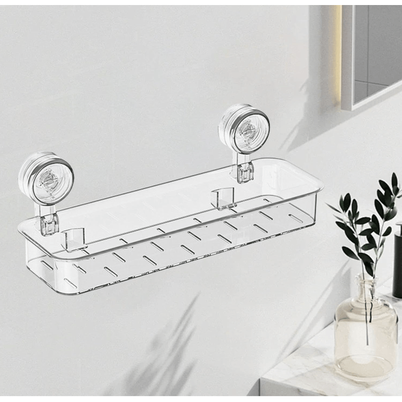 Casa si Gradina - Sanitare - Suporturi si accesorii baie - Accesorii baie - Raft/Etajera Dus N2L Store®, Fara Gaurire, Ventuze Puternice (Max 10kg), Organizator Baie & Bucatarie, Transparent - Infinity.ro