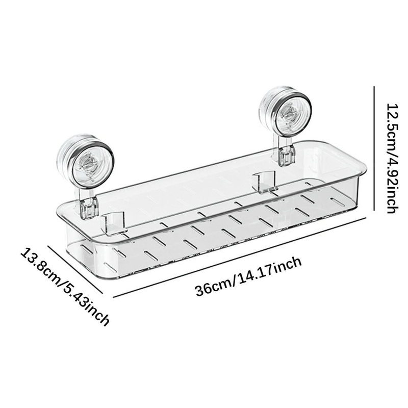 Casa si Gradina - Sanitare - Suporturi si accesorii baie - Accesorii baie - Raft/Etajera Dus N2L Store®, Fara Gaurire, Ventuze Puternice (Max 10kg), Organizator Baie & Bucatarie, Transparent - Infinity.ro