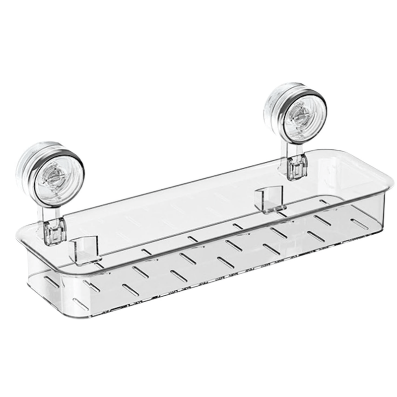 Casa si Gradina - Sanitare - Suporturi si accesorii baie - Accesorii baie - Raft/Etajera Dus N2L Store®, Fara Gaurire, Ventuze Puternice (Max 10kg), Organizator Baie & Bucatarie, Transparent - Infinity.ro