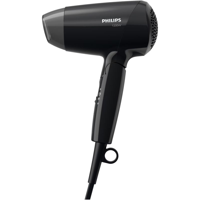 Ingrijire personala si Cosmetice - Aparate & accesorii ingrijire personala - Hair styling - Uscatoare de par - Uscator de par Philips EssentialCare BHC010/10, 1200 W, 3 setari temperatura, maner pliant, Negru - Infinity.ro