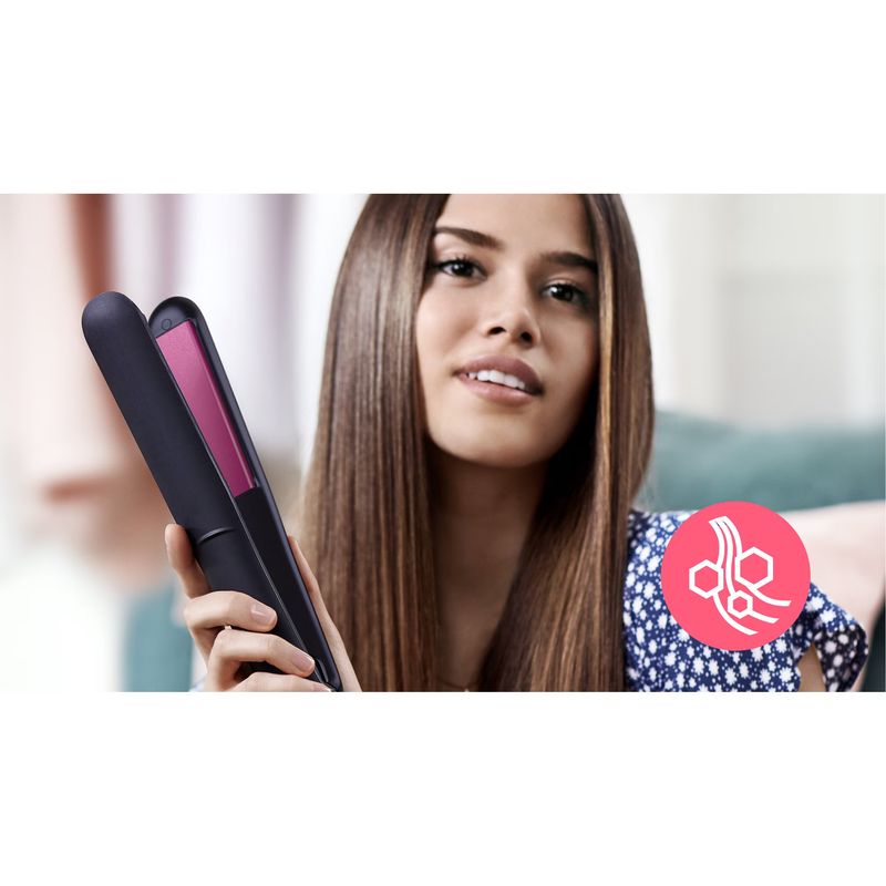 Ingrijire personala si Cosmetice - Aparate & accesorii ingrijire personala - Hair styling - Placi de indreptat parul - Placa de indreptat parul Philips BHS375/00, cu placi ceramice cu infuzie cheratina, 2 trepte de temperatura (220C), timp - Infinity.ro
