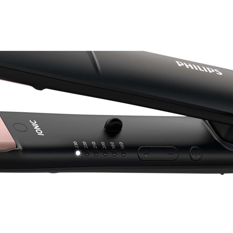 Ingrijire personala si Cosmetice - Aparate & accesorii ingrijire personala - Hair styling - Placi de indreptat parul - Placa de par Philips StraighCare Essential BHS378/00, tehnologie ThermoProtect, placi cu infuzie de cheratina, ioni, Neg - Infinity.ro