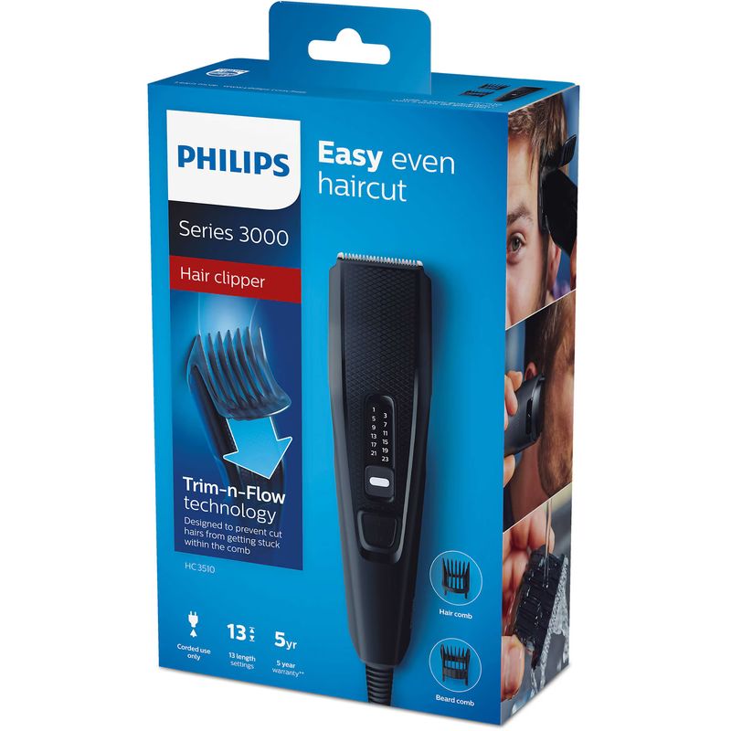 Ingrijire personala si Cosmetice - Aparate & accesorii ingrijire personala - Aparate de ras si tuns - Aparate de tuns - Aparat de tuns Philips HC3510/15, pieptene ajustabil, 0.5-23mm, 13 trepte, cu fir, Negru - Infinity.ro