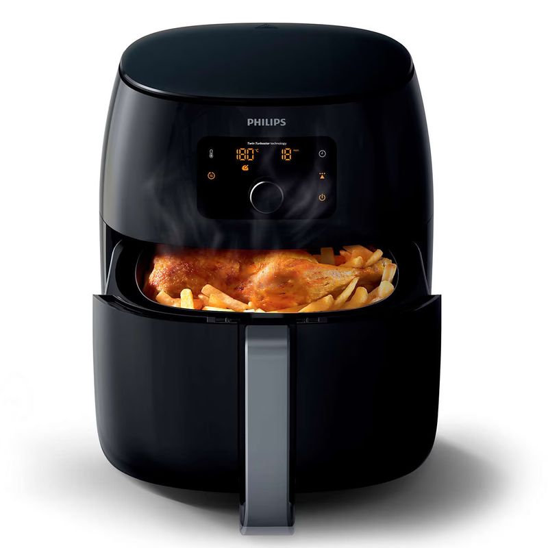 Electronice si Electrocasnice - Electrocasnice bucatarie - Aparate de gatit & desert - Friteuze - Friteuza cu aer cald Philips Airfryer XXL HD9650/90, capacitate 7.3 L, tehnologie Twin TurboStar, Tehnologie Rapid Air, - Infinity.ro