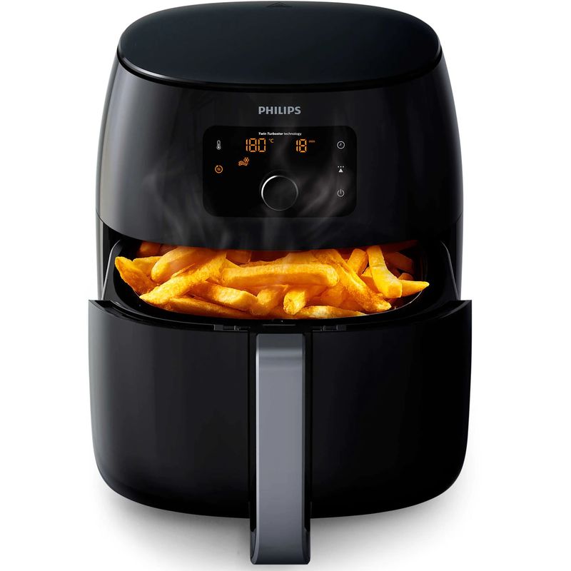 Electronice si Electrocasnice - Electrocasnice bucatarie - Aparate de gatit & desert - Friteuze - Friteuza cu aer cald Philips Airfryer XXL HD9650/90, capacitate 7.3 L, tehnologie Twin TurboStar, Tehnologie Rapid Air, - Infinity.ro
