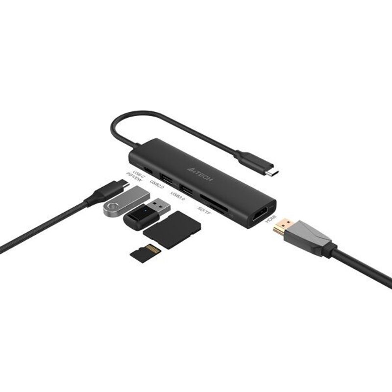 Laptop, Telefoane si Tablete - Telefoane mobile si accesorii - Accesorii Telefoane - Baterii externe - DOCKING Station A4tech universal, 6-in-1, cablu 0.20m, gri - Infinity.ro