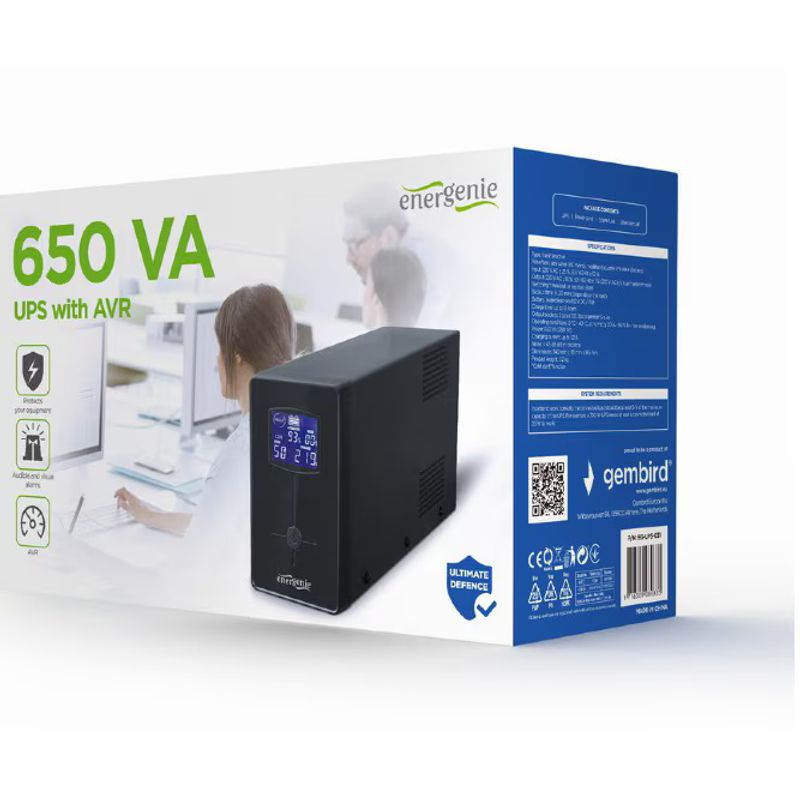 Casa si Gradina - Electrice - Accesorii electrice - Stabilizatoare tensiune si ups - UPS GEMBIRD EG-UPS-031, Mini tower, 650VA/390W, AVR, 2 prize IEC, 1 priza Schuko - Infinity.ro