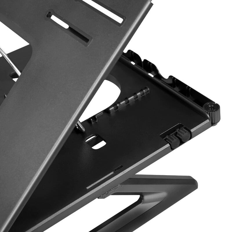 Laptop, Telefoane si Tablete - Laptopuri si accesorii - Accesorii Laptop - Standuri/Coolere notebook - Suport de birou Logilink laptop, 9 pozitii, suporta dimensiuni 10-15.6″, pliabil, holder pt. smartphone, Negru - Infinity.ro