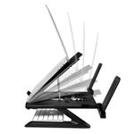 Laptop, Telefoane si Tablete - Laptopuri si accesorii - Accesorii Laptop - Standuri/Coolere notebook - Suport de birou Logilink laptop, 9 pozitii, suporta dimensiuni 10-15.6″, pliabil, holder pt. smartphone, Negru - Infinity.ro