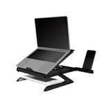 Laptop, Telefoane si Tablete - Laptopuri si accesorii - Accesorii Laptop - Standuri/Coolere notebook - Suport de birou Logilink laptop, 9 pozitii, suporta dimensiuni 10-15.6″, pliabil, holder pt. smartphone, Negru - Infinity.ro