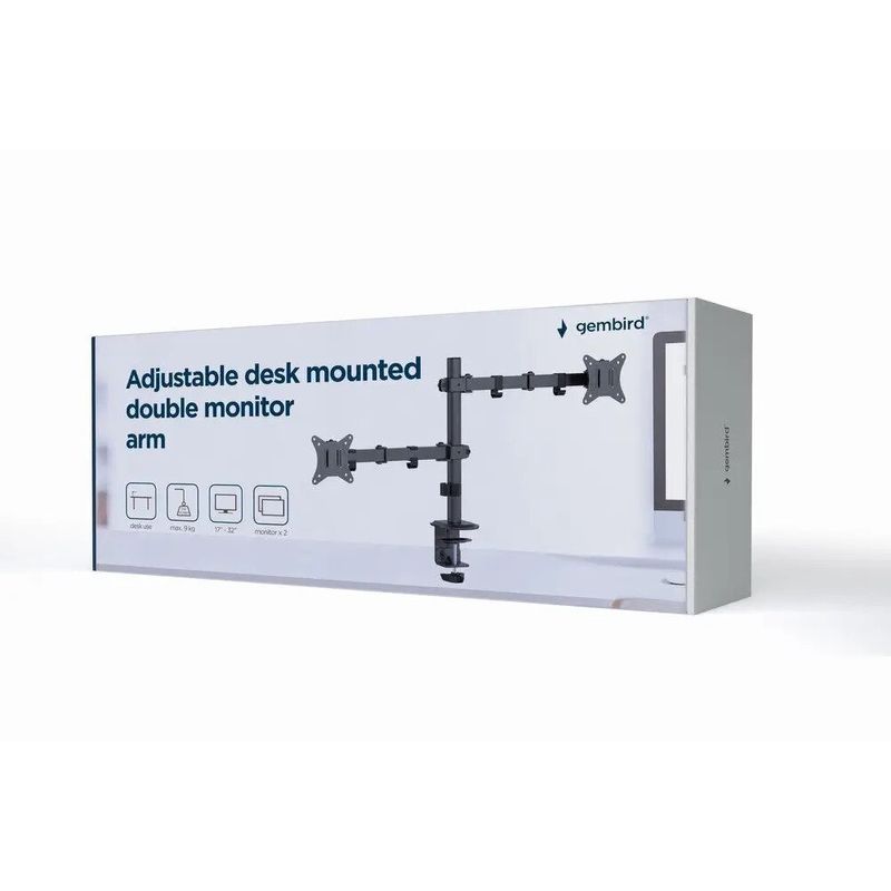 PC, gaming si accesorii - Desktop PC & monitoare - Accesorii monitoare - Suport monitor dublu, GEMBIRD, 17''-32'', Negru - Infinity.ro