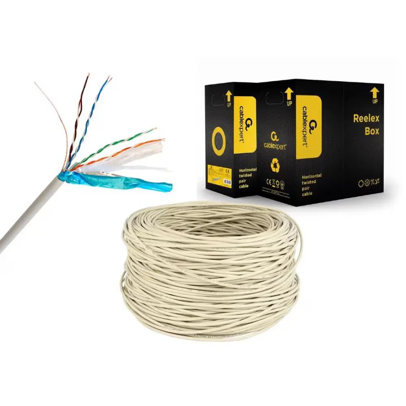 PC, gaming si accesorii - Retelistica - Cabluri si accesorii - Cablu ecranat solid de instalare retea, Gembird, FTP cat6 CCA, 305m, gri - Infinity.ro