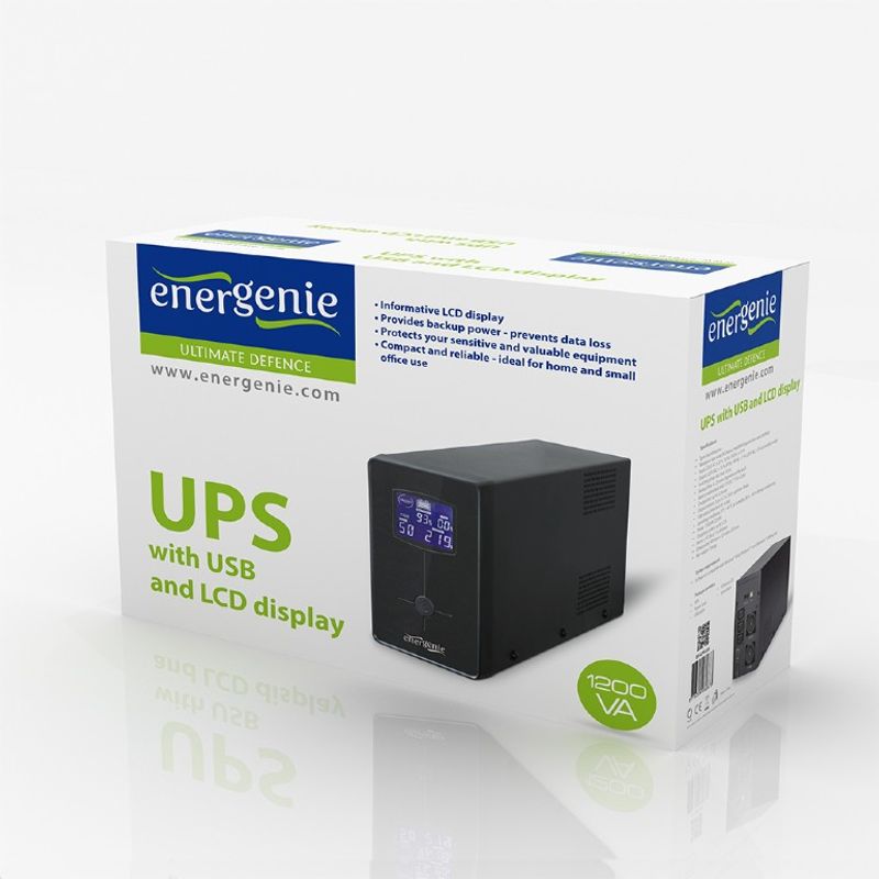 Casa si Gradina - Electrice - Accesorii electrice - Stabilizatoare tensiune si ups - UPS GEMBIRD EG-UPS-033, Mini tower, 1200VA/720W, AVR, 3 prize IEC, 2 prize Schuko - Infinity.ro