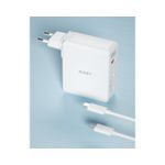 Laptop, Telefoane si Tablete - Telefoane mobile si accesorii - Accesorii Telefoane - Incarcatoare telefoane - Alimentator retea Aukey, PA-B7O WH, 140W, fast charge, 2 x USB-C, 1 x USB-A, alb - Infinity.ro