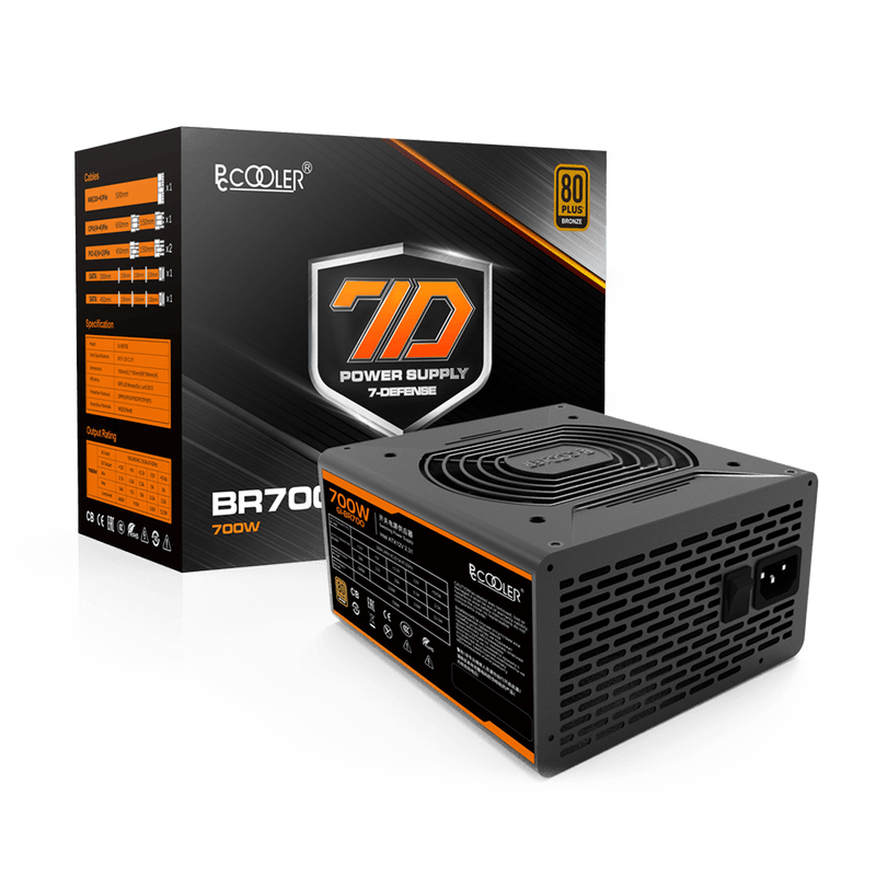 PC, gaming si accesorii - Componente PC - Componente - Surse de alimentare PC - Sursa Pccooler 700W real GI-BR700, ventilator 120mm PWM, 80 Plus Bronze, 4x PCI-E 6+2, 6x S-ATA - Infinity.ro