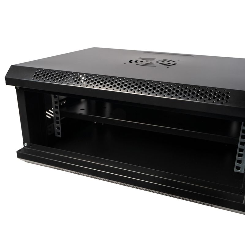 PC, gaming si accesorii - Servere - Cabinete metalice - CABINET 19″ SPACER 4U 500x450mm, fixare pe perete, Flatpack (dezasamblat), Black, usa sticla cu bl - Infinity.ro