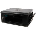 PC, gaming si accesorii - Servere - Cabinete metalice - CABINET 19″ SPACER 4U 500x450mm, fixare pe perete, Flatpack (dezasamblat), Black, usa sticla cu bl - Infinity.ro