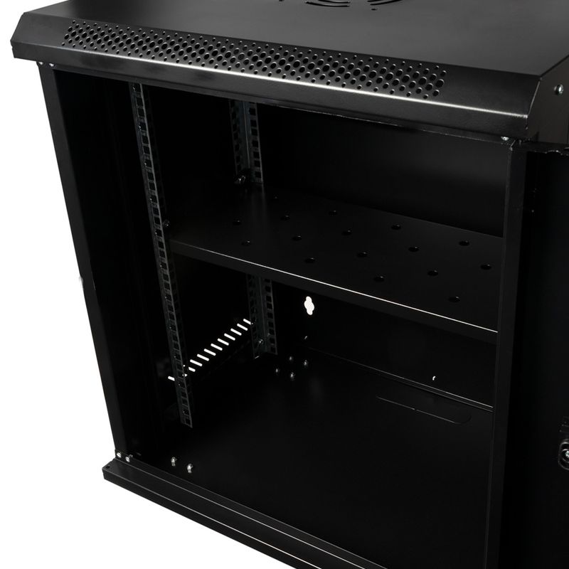 PC, gaming si accesorii - Servere - Cabinete metalice - Cabinet 19″ spacer 12u 500x400mm fixare pe perete flatpack (dezasamblat) black usa sticla cu blocare panouri detasabile - Infinity.ro