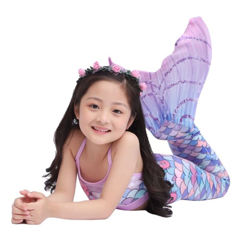 Fashion, accesorii si bijuterii - Copii - Lenjerie si pijamale copii - Costume de baie copii - Coada de Sirena THK®, Albastru Caraibe, modele Calut de Mare si Delfin cu bratara by Alessia Ioana - 110 cm - 3-4 ani - Infinity.ro