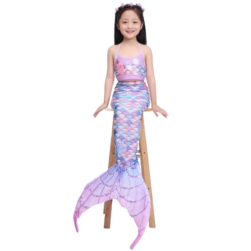 Fashion, accesorii si bijuterii - Copii - Lenjerie si pijamale copii - Costume de baie copii - Coada de Sirena THK®, Albastru Caraibe, modele Calut de Mare si Delfin cu bratara by Alessia Ioana - 110 cm - 3-4 ani - Infinity.ro