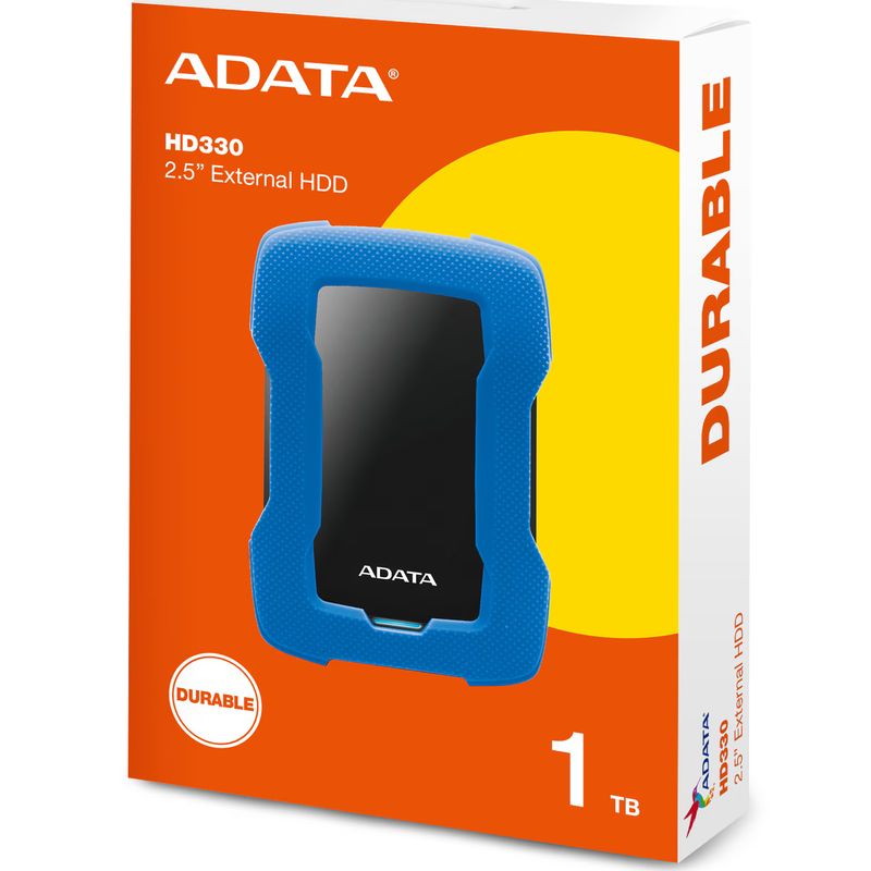 PC, gaming si accesorii - Periferice PC - Hard Disk-uri externe - HDD Extern ADATA Durable HD330 1TB, Shock Sensor, 2.5", USB 3.2, Albastru - Infinity.ro