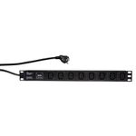 Laptop, Telefoane si Tablete - Wearables si gadgeturi - Gadgeturi - Accesorii SMART - PDU LOGILINK 1U pt. rack 19 inch, 8 prize IEC, intrare Schuko, max 16 A, protectie supratensiune, 2 m, "PDU8A01" (timbru - Infinity.ro