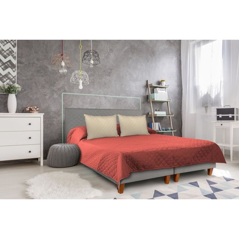 Casa si Gradina - Textile si covoare - Pături și cuverturi - Cuverturi - Cuvertura Double Face Alcam, 210 x 220 cm 100% microfibra, corai/crem - Infinity.ro