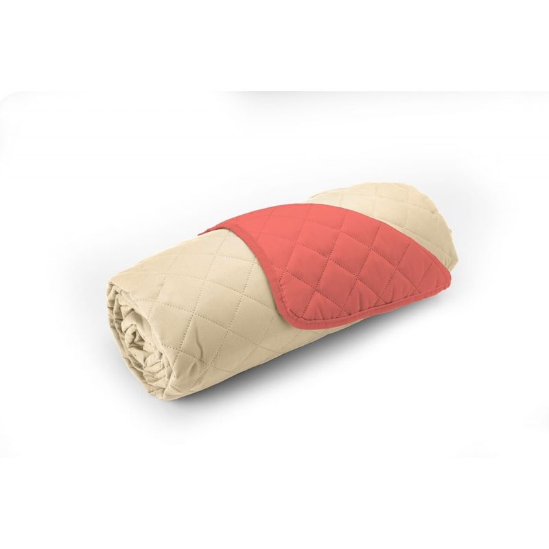 Casa si Gradina - Textile si covoare - Pături și cuverturi - Cuverturi - Cuvertura Double Face Alcam, 210 x 220 cm 100% microfibra, corai/crem - Infinity.ro