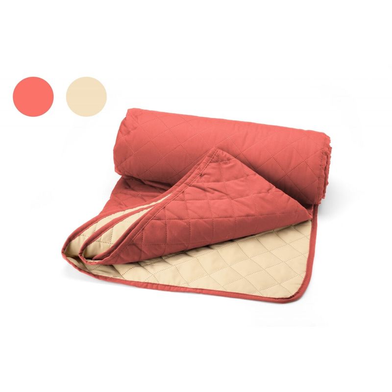 Casa si Gradina - Textile si covoare - Pături și cuverturi - Cuverturi - Cuvertura Double Face Alcam, 210 x 220 cm 100% microfibra, corai/crem - Infinity.ro