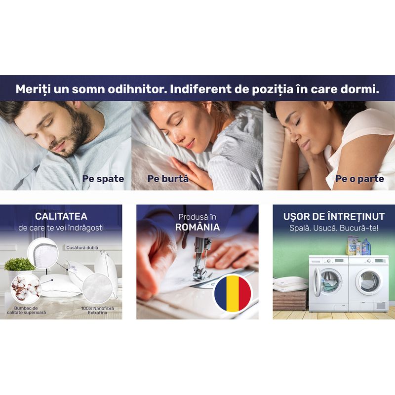 Casa si Gradina - Textile si covoare - Perne si pilote - Perne - Set 2 perne 50x70 cm, Essience Premium Collection, husa 100% Bumbac; umplutura nanofibra extrafina; suport orto-cervical - Infinity.ro