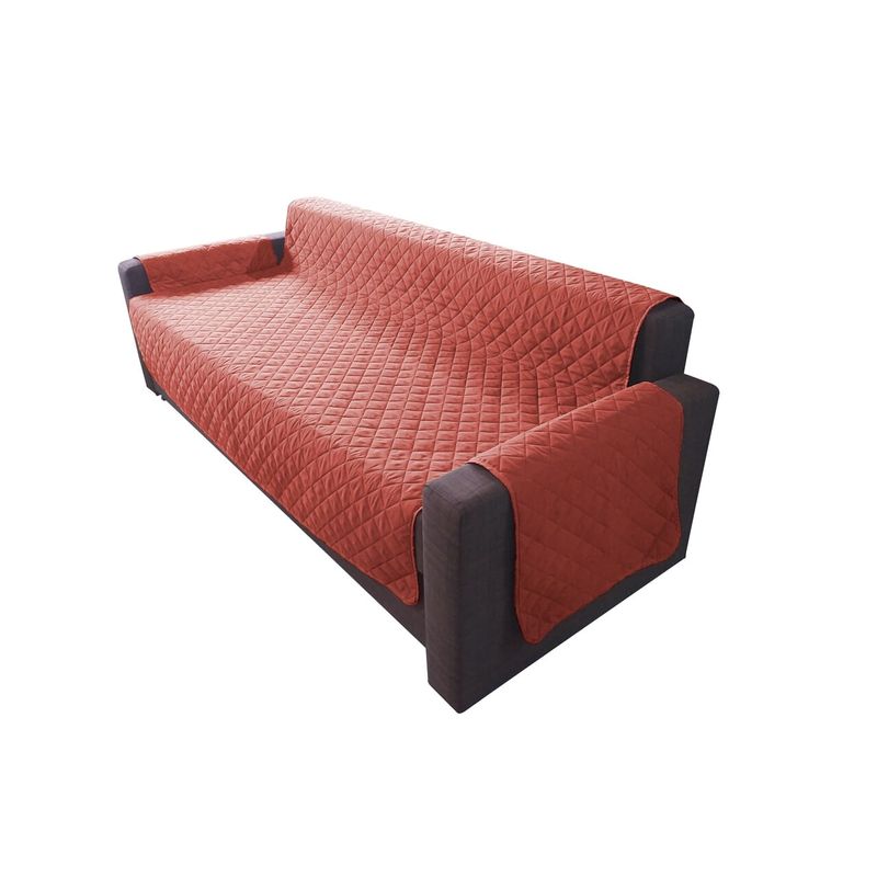 Casa si Gradina - Textile si covoare - Huse pentru mobilier - Husa matlasata cu doua fete Alcam pentru canapea 3 locuri Corai/ Vanila - Infinity.ro