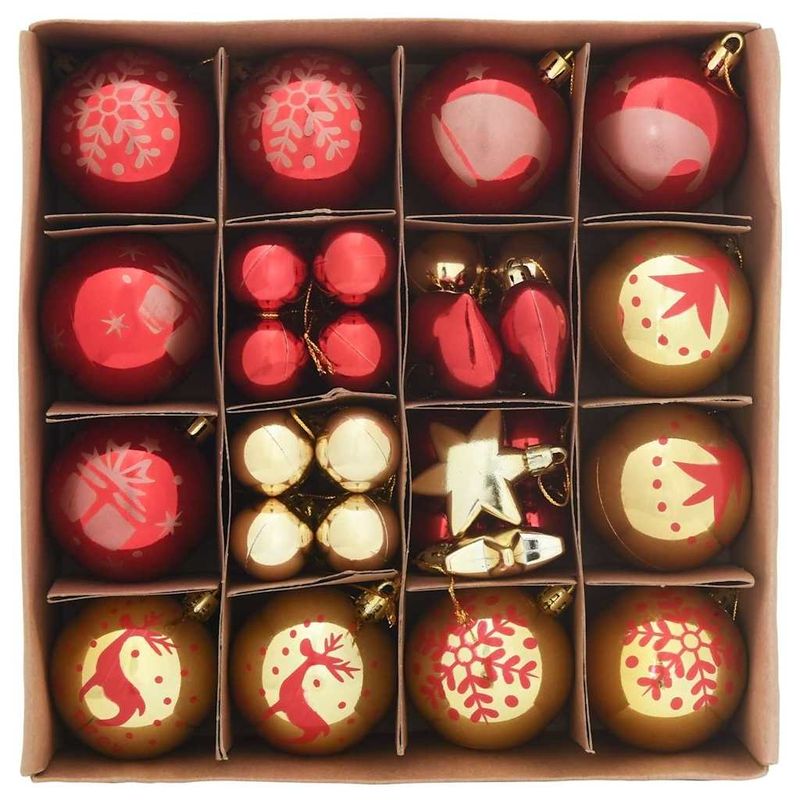 Casa si Gradina - Decoratiuni - Decoratiuni de sezon - Set de globuri de Craciun 40 pcs Aurie si rosie - Infinity.ro
