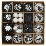 Casa si Gradina - Decoratiuni - Decoratiuni de sezon - Set de globuri de Craciun 40 pcs Negru si Alb - Infinity.ro