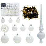 Casa si Gradina - Decoratiuni - Decoratiuni de sezon - Set de globuri de Craciun cu 150 LED 61 pcs Alb Plastic - Infinity.ro